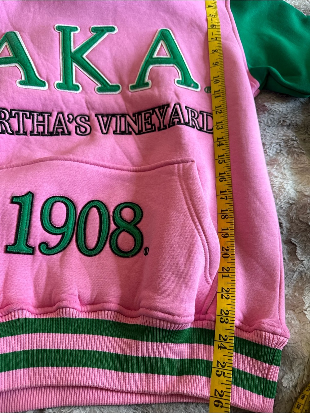 AKA Pink & Green Pullover Hoodie - Martha's Vineyard 1908 - Picture 9 of 14